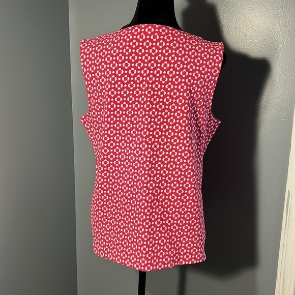 Talbots Large Pink White Flower Geo Print Sleeveless Ottoman Shell Tank Top NWT - Picture 6 of 7